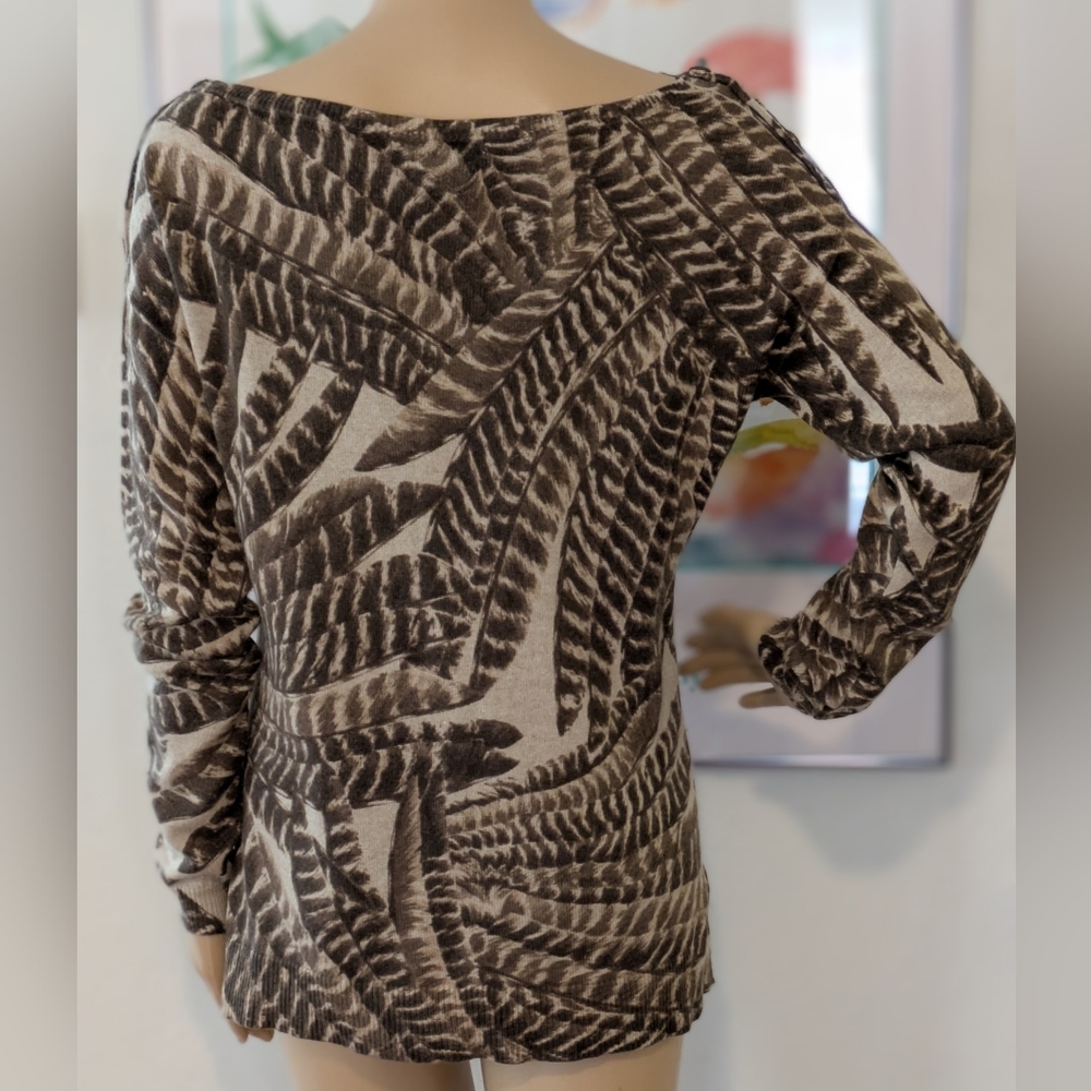 Ralph Lauren Silk & Cashmere Blend Scoop Neck Feather Design Sweater Small - Picture 7 of 8